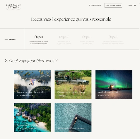 club faune voyages conception site web