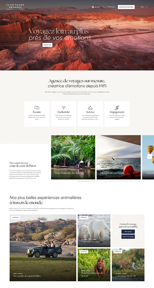 club faune voyages conception site web